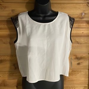 Brand New Forever 21 Contemporary Beaded Cap-Sleeve Top